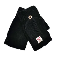 Зимние теплые перчатки, варежки для детей, детские зимние теплые вязаные перчатки без пальцев, детские перчатки