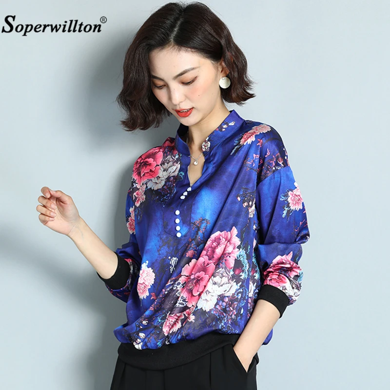 Woman OL Blouse French Elegance Style Silk Blouse Shirts Plus Size 4XL Deep V-Neck Long Sleeve Shirts Office Work Wear Blusas