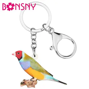 

Bonsny Acrylic Gouldian Finch Bird Key Chains Rings Bag Car Purse Decorations Keychains For Women Girls Teens Men Charms Gift