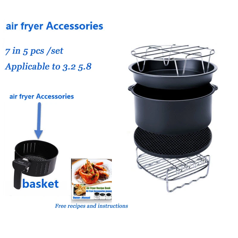Air Fryer Accessories for Gowise Phillips Cozyna and Secura, Set of 7, Fit all Airfryer 3.7QT 4