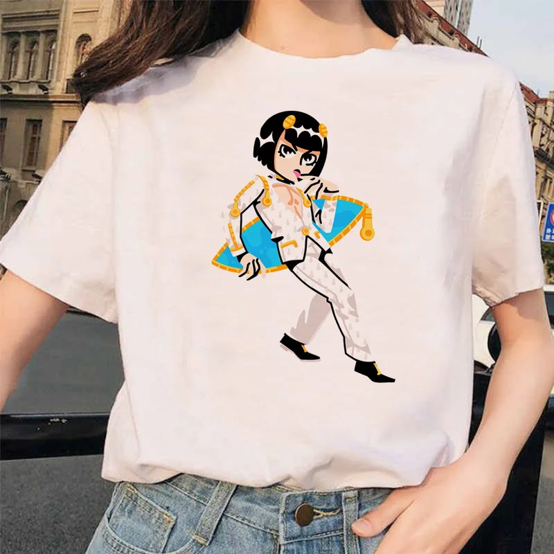Японское аниме JoJo Необычные Приключения Забавные футболки для мужчин и женщин с принтом Футболка Повседневная Jojo футболка хип-хоп топ тройники Женские