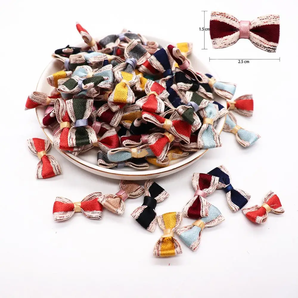 

10pcs/lot Silk Bow-Knot Mini Rosette for Home Wedding Party Ribbon Cake Clothing Decoration Scrapbooking DIY Crafts Supplies