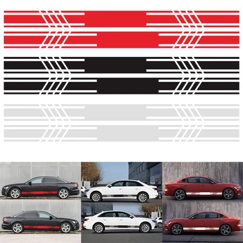 

2Pcs Vinyl Car Styling Side Stripes Skirt Sticker Decals Universal Car Wraps Body Stickers 3 Alternative Colors