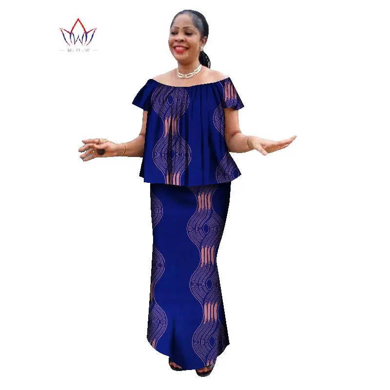 Женский костюм с юбкой и круглым вырезом коротким рукавом|traditional african clothing|african