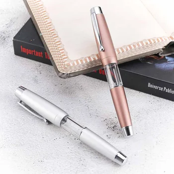 

2020 Fountain Pen Piston Aluminium Transparent Acrylic Large Ink Capacity Writing Gift Box Eye Dropper Filling Pen High Quality