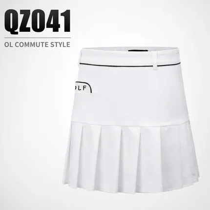 Pgm, женские мягкие футболки для гольфа, юбки, наборы, дышащие, быстросохнущие, спортивные топы с длинным рукавом, рубашки, плиссированные, тонкие юбки D0499 - Цвет: White Skirt
