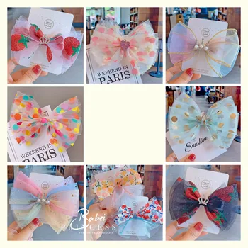 

free shipping 9pcs New Design Handmade Yarn Hair Bows with Clips for Girls Blingbling heart Sequin and crown hair bows
