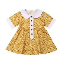 Милое летнее платье-сарафан для маленьких девочек; хлопковое повседневное Сетчатое платье с цветочным принтом и рукавами в стиле пэчворк для маленьких детей