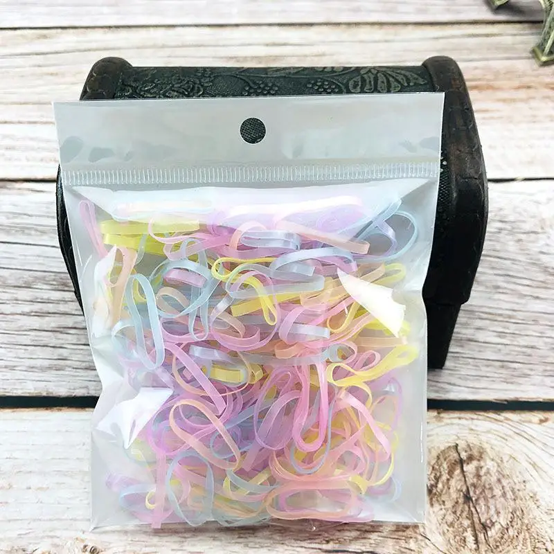 BCC02-MIX B 100PCS 100 шт./лот, одноразовые резиновые ленты эластичные Галстуки для волос, для девочек, конские хвосты, держатель для косичек, Свадебные прически, принадлежности BCC02 - Цвет: BCC02-MIX B 100PCS