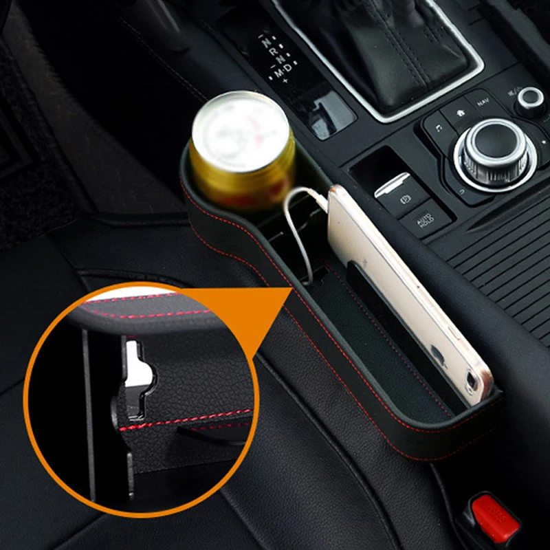 Car Organizer Seat Gap Storage Box PU Case Pocket Car Seat Side Slit for Wallet Phone Coins Cigarette Keys Cards For Universal