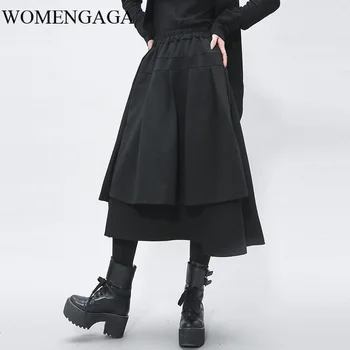 

Korea 2020 New Spring Elastic Waist Solid Color Irregular Skirt Women Streetwear Loose Casual Personality Bottom Tide Y117