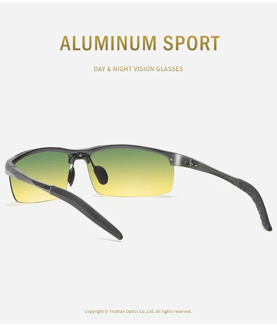 Mens Aluminum Sports Glasses for Driving Day and Night Vision Goggles Anti Glare Sunglasses with Gradient Polarized Lenses 5933