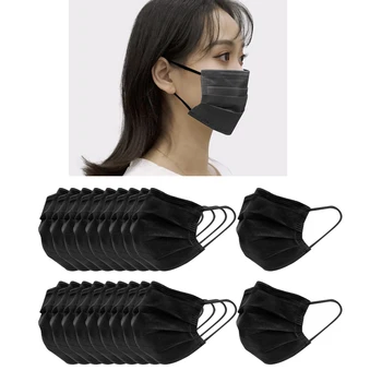 

20 Packs Mouth Protective Masks 3 Layers Breathable for Pollen Spittle Black