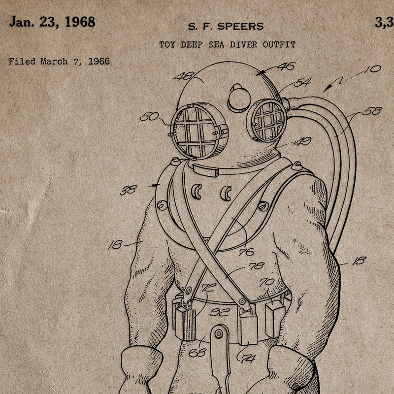 Old Diving Suit Drawing