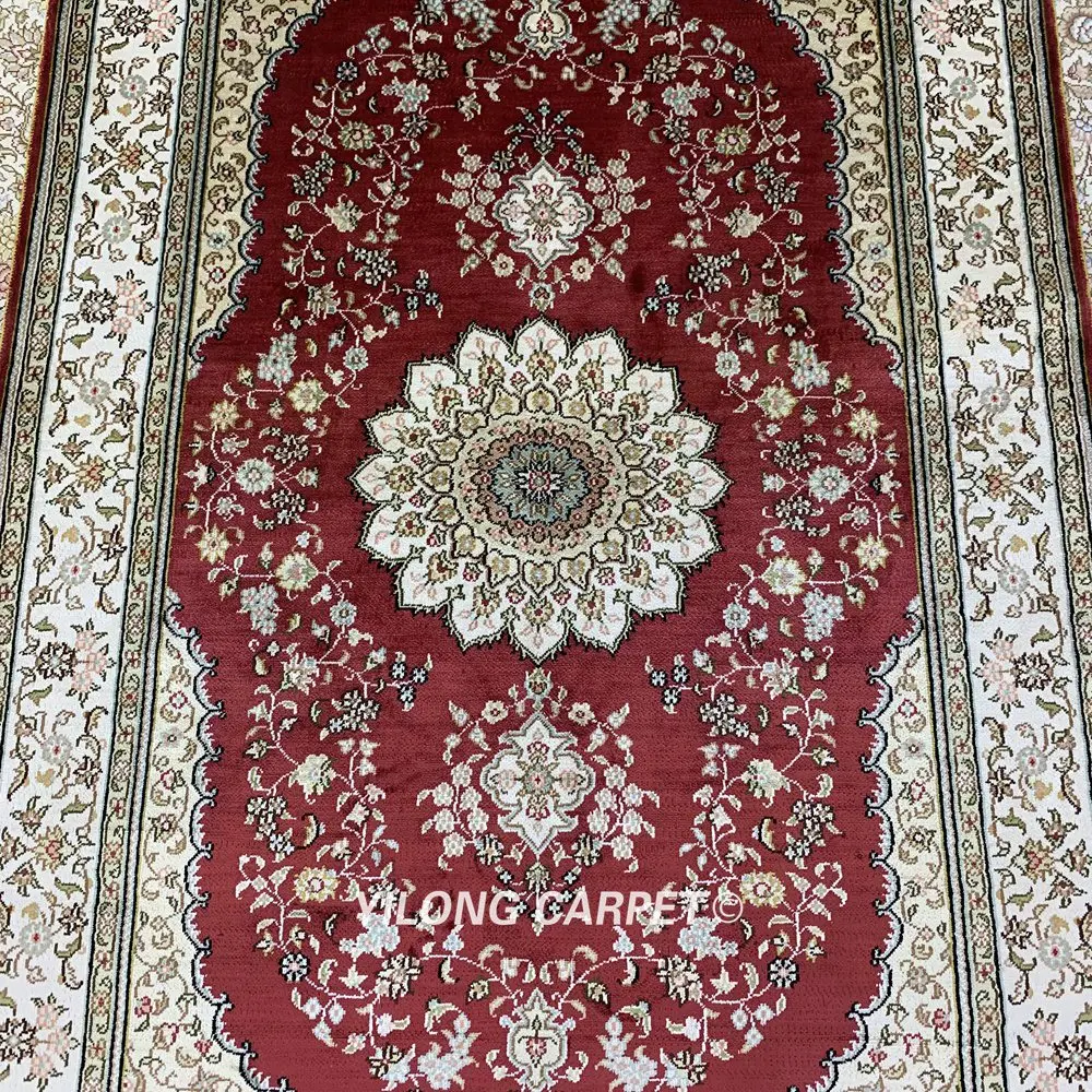 YILONG 3'x5' Тебриз шелковый ковер красный ручной завязанный турецкий Восточный ковер магазины(HF252B