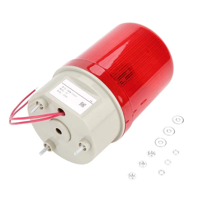 Промышленный Мигает Звуковой сигнал светильник, BEM-1101J 220V Красный светодиодный Аварийные огни, посылающая акустико-оптический будильник Системы вращающийся светильник аварийного