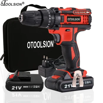 

21V Variable Speed Impact Electric Screwdriver Impact Electric Drill Tool Hammer Cordless Drill Impact Drill Cordless+Tool Bag