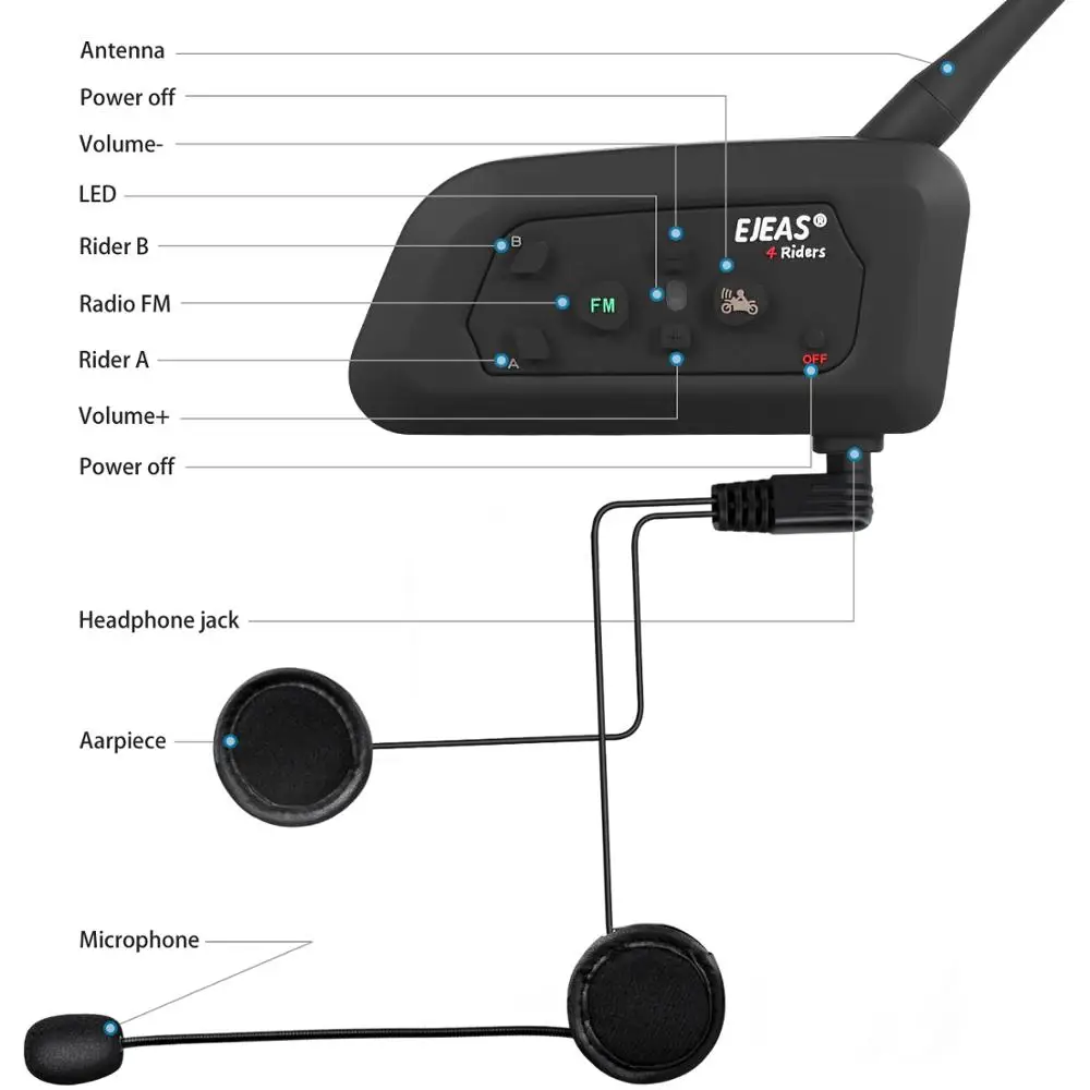 EJEAS V4 Pro Интерком Мото шлем Bluetooth гарнитура 850 мАч 4 человека Cascos Inalambricos динамик