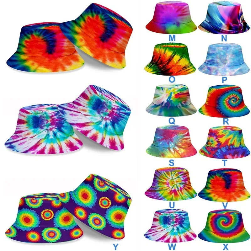 

3D Print Tie Dye bucket hat tie dye Outdoor Activities Protecting Sun Hat Sunscreen Cap bucket hats Hiking Fishing