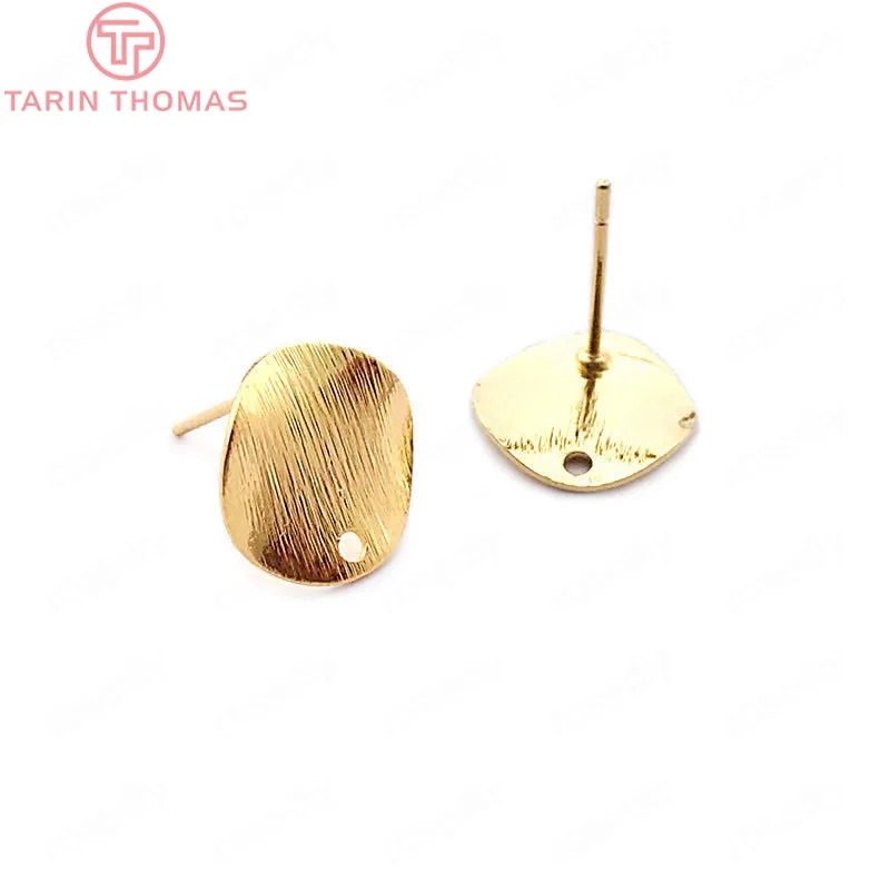 10 Pcs 12 Mm 24 K Gold Color Brass Drifted Wave Round Study Earrings Pins High Quality Diy Jewelry Accessories | Украшения и