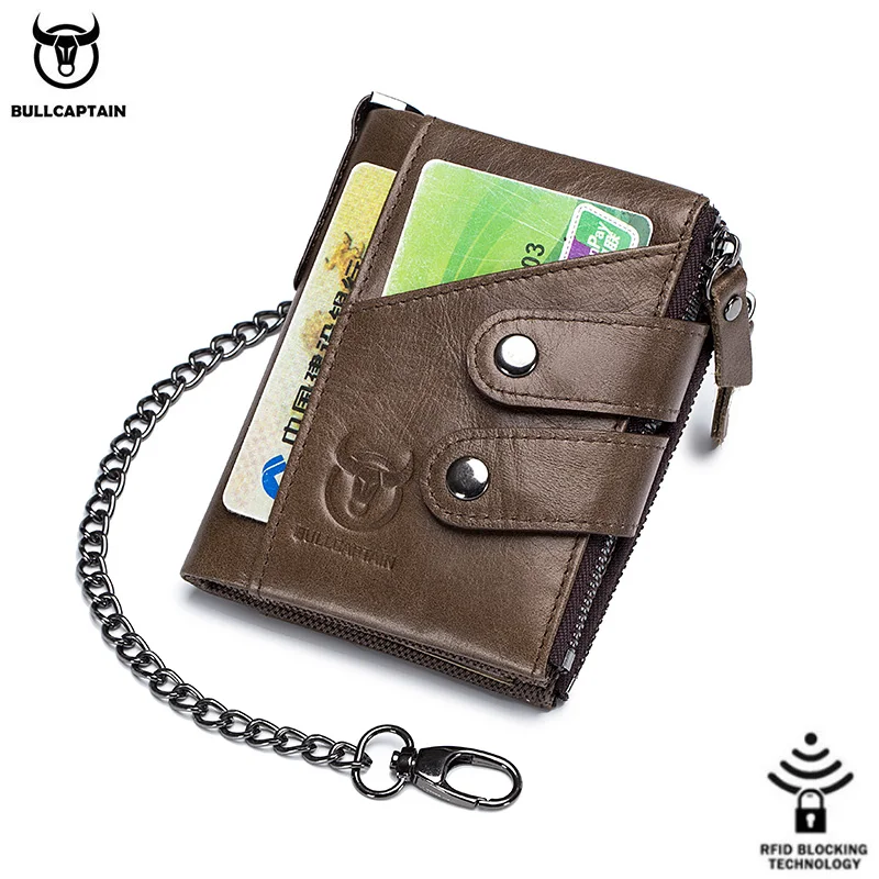 Original BULLCAPTAIN RFID Blocking Genuine Leather Wallet Purse Card Slots Coins
