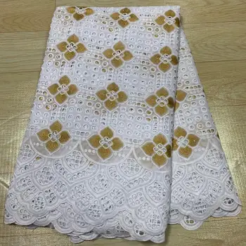

MIQIER High Quality African Nigerian Pure Swiss Cotton Tulle Milk Silk Voile Damask Lace Fabric Embroidery Party Dress 2.5yards
