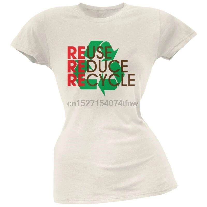 Earth Day-REduce REcycle Cream Juniors Мягкая футболка (1) | Мужская одежда