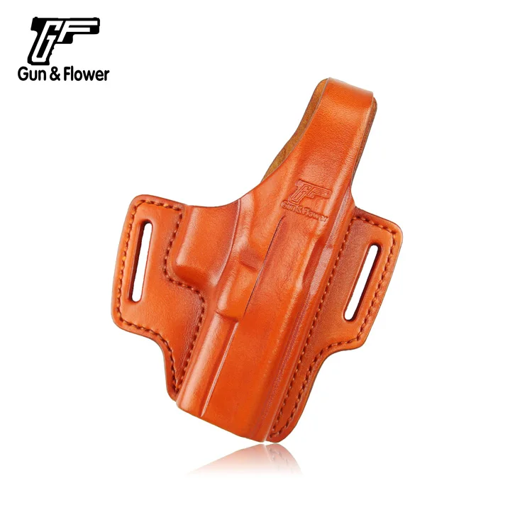 

Gunflower Glock 17/22/31 Holster Leather Belt Thumb Break Outside The Waistband OWB Brown 2 Slot Holster