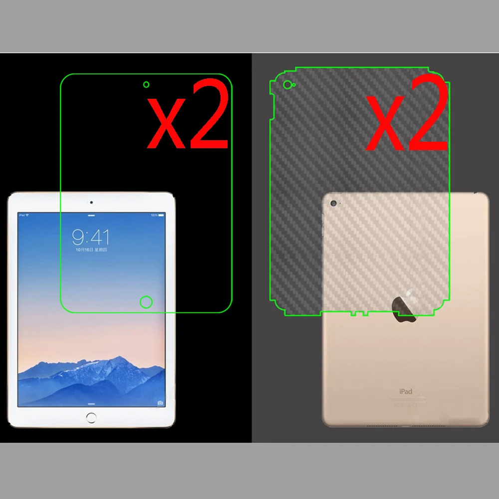 

2 sets Clear Full Body Film Front and Back Carbon Fiber Screen Protector For Apple iPad Pro 9.7 10.5 11 12.9 2015 2017 2018 2019