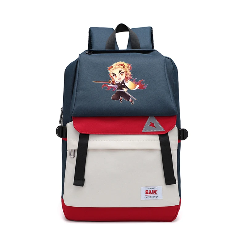 Demon Slayer Bookbag Preppy Лоскутная Женская сумка большой дорожный рюкзак водонепроницаемые школьные сумки для девочек аниме рюкзак для ноутбука