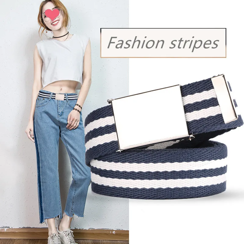 

15colors Women Men Canvas Belt Square Buckle Waistband Fashion Black Punk Jeans Waist Belts for Pants Accessories Belt for Women