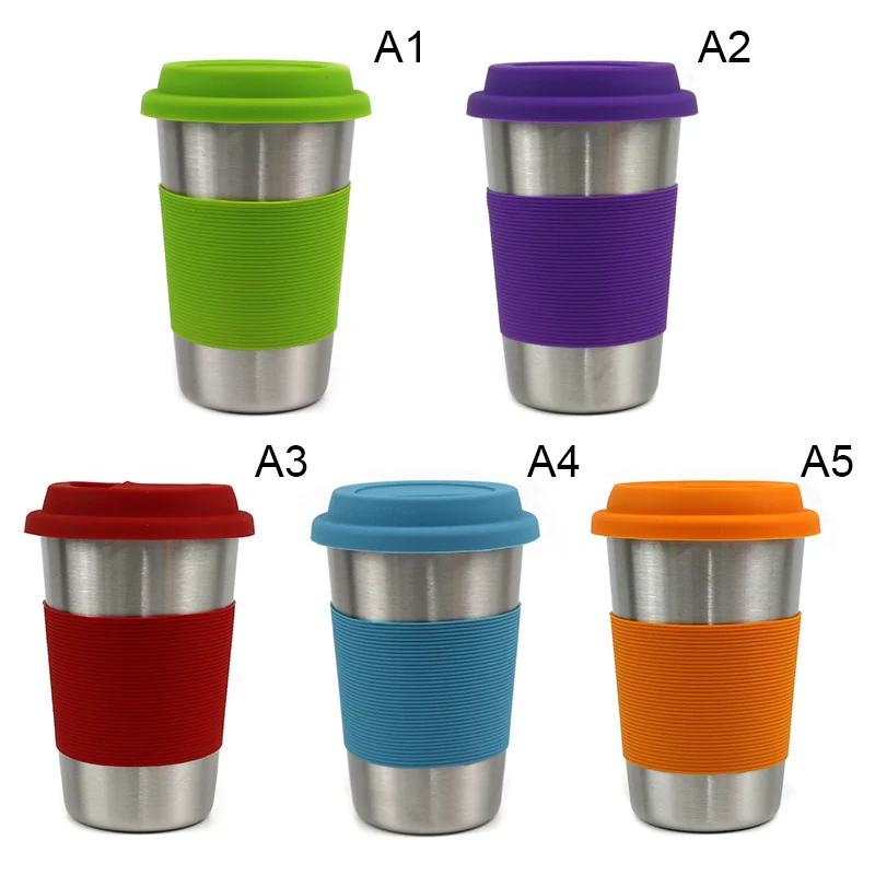 Beer Mug Stainless Steel With Silicone Cover 500ml Anti-fall Portable Durable Lightweight Water Cup