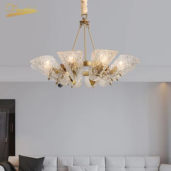 

Nordic Light Luxury LED Glass Chandelier Modern Creative Simple Attic Chandelier Hotel Restaurant Living Room Hanginglamp Device