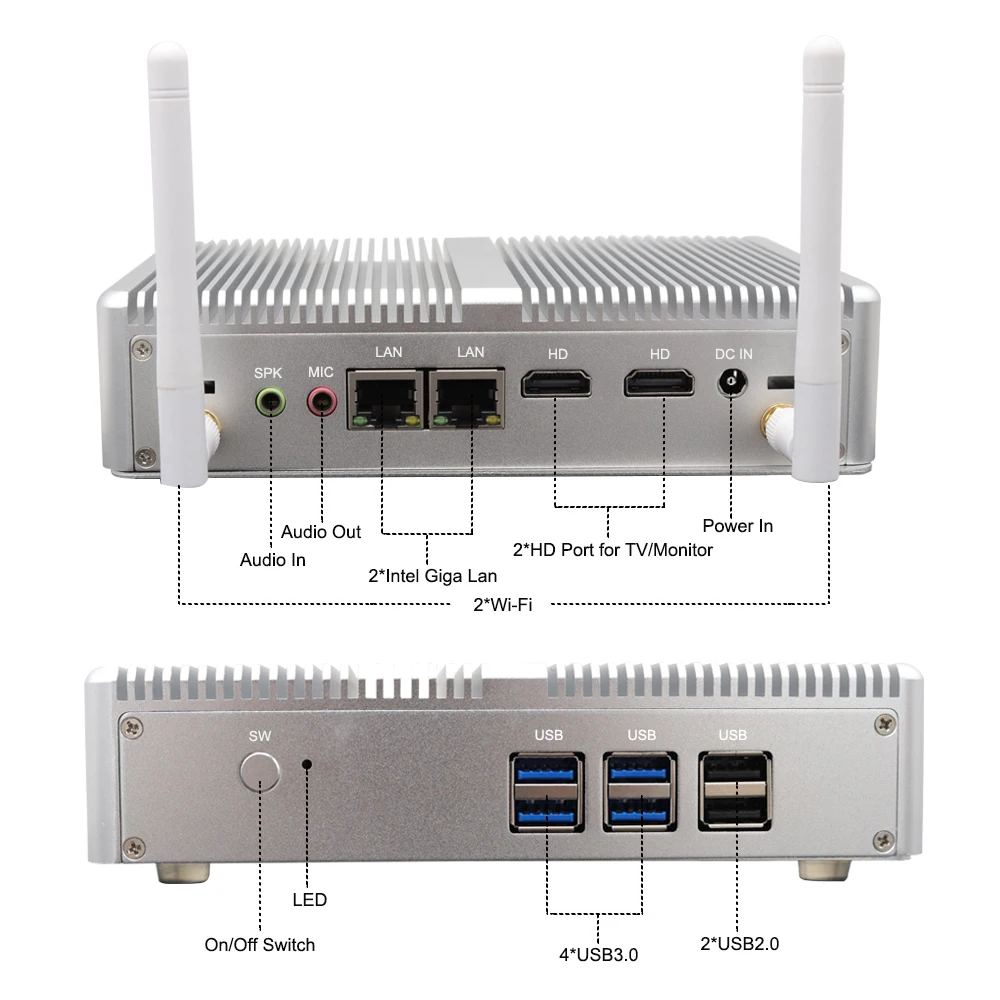 Самый дешевый настольный мини-ПК Celeron N3150 2* Lan 2* HD Liniux мини-компьютер wifi 6* USB 2* Kensington Lock Wake-On-Lan Prtatil PC