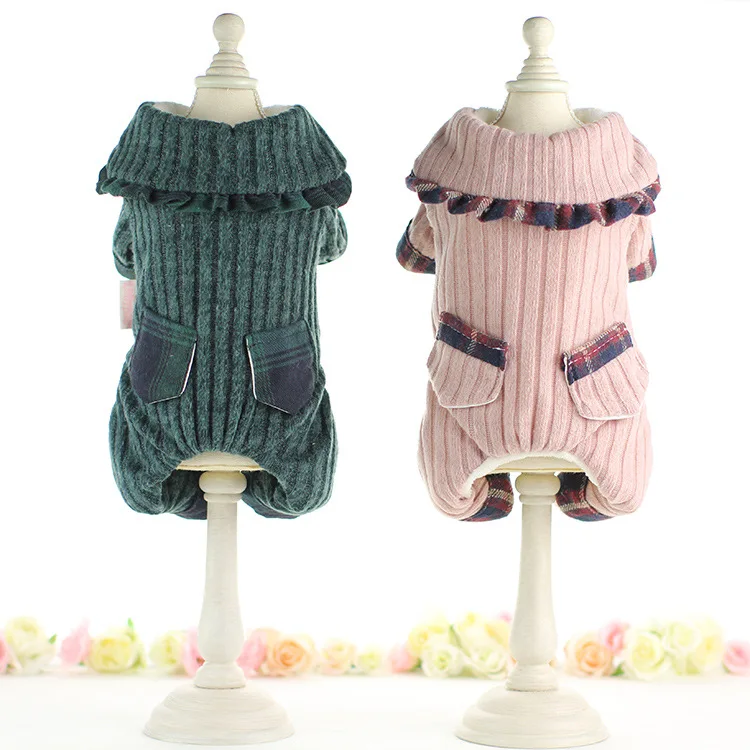 Kawaii зимняя одежда для собак четыре фута одежда для домашних животных Chiwawa jorkie Bomei платья в полоску