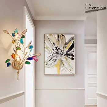 

European Creativity Tree Branch Agate Wall Lamp Luminaria Light Luxury Living Room Bedroom Bedside Sconces Decor Lights Fixtures