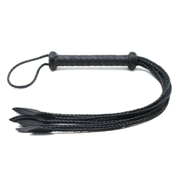 60cm Leather Handmade Whip Bondage Erotic Weaving Riding Crop Hunting Fetish Spanking Paddle Adult Flirting Sex Game Products 3