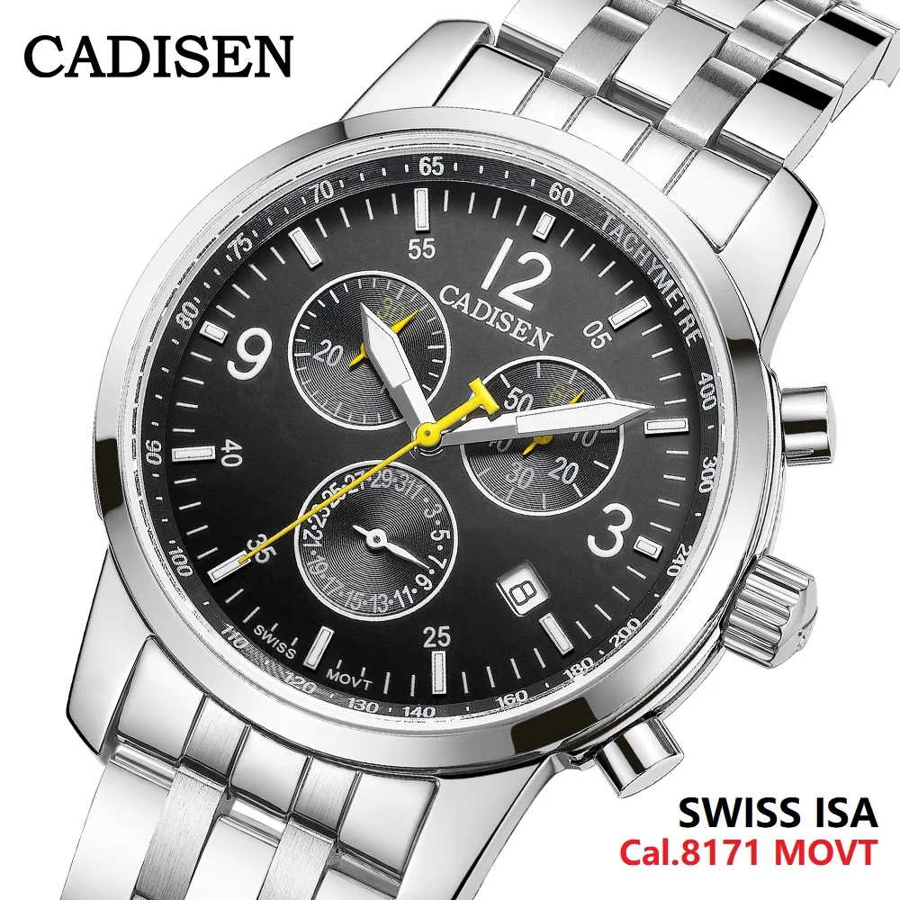 Cadisen New Mens Sports Quartz Watches Swiss Isa Cal.8171 Movement Top  Brand Sapphire Waterproof Chronograph Luxury Reloj Hombre - Quartz  Wristwatches - AliExpress