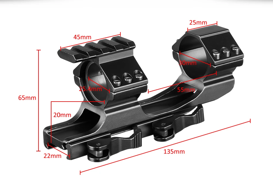 para Caça, Picatinny Rail, QD Cantilever, Montagens Táticas, 1 