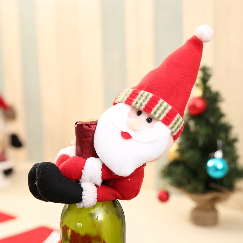 santa claus Новогодний Санта Клаус Снеговик бутылка вина пылезащитный чехол Noel рождественские украшения для дома Рождественский подарок декор для обеденного стола - Цвет: santa claus