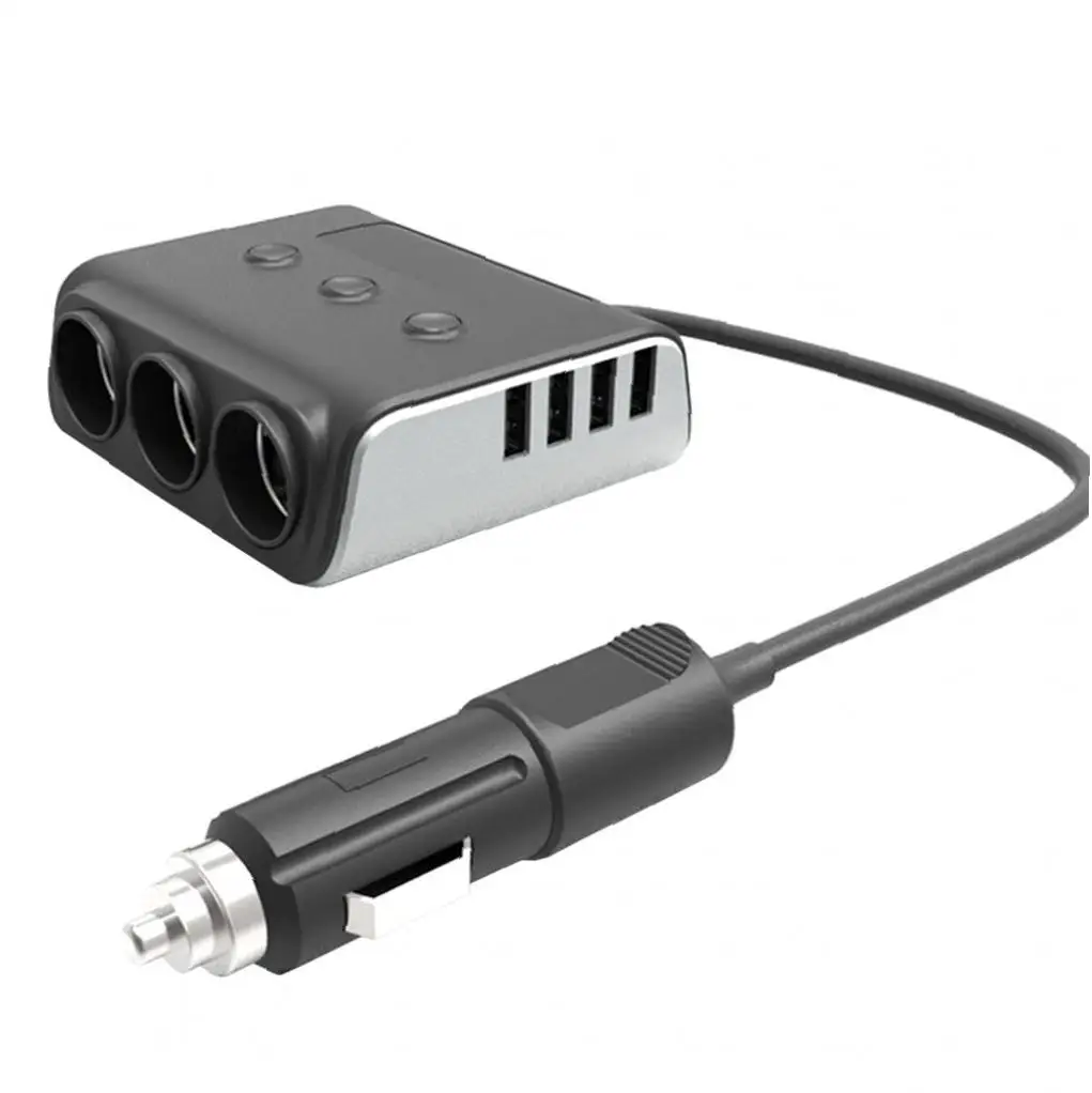 100 Вт 3 гнезда прикуриватель 4 порта быстрая USB Автомобильное зарядное устройство