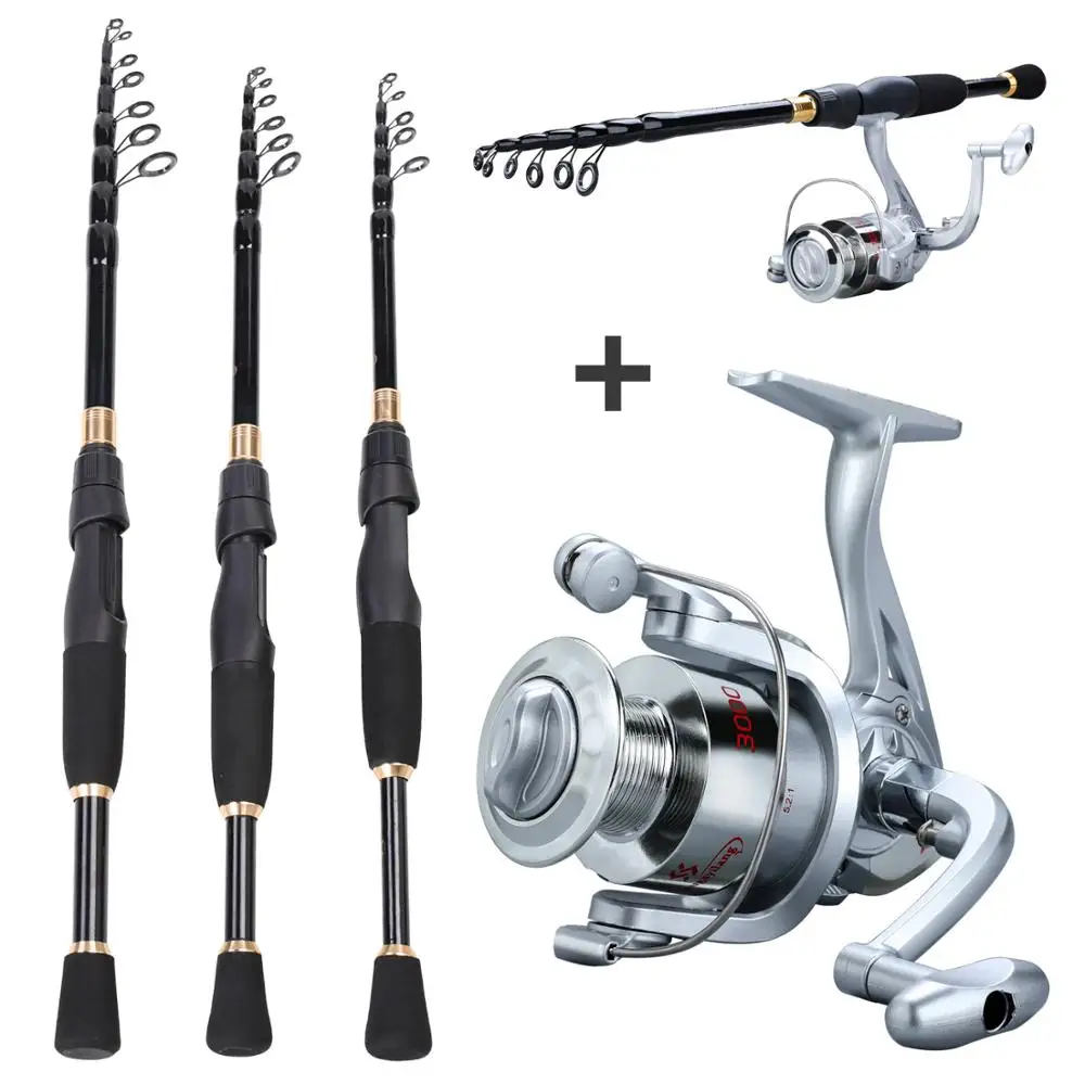 

Sougayilang 1.8-2.4m Telescopic Fishing Rod set Ultralight Weight Rod Fishing Reels Saltwater Freshwater Spinning Reel Tackle