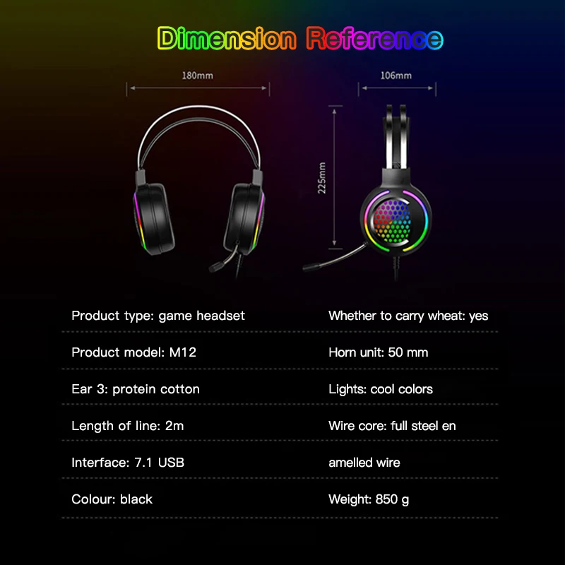 New RGB Head mounted Earphone Stereo Surround 2 1M Wired Headphones Eat Chicken Gaming Headset With Noise reducing Mic Earphones