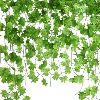 

12 Pcs 7.5Ft Artificial Maple Leaves Hanging Vines, Fake Ivy Garland Hanging Plants for Garden Wedding Party Decorations