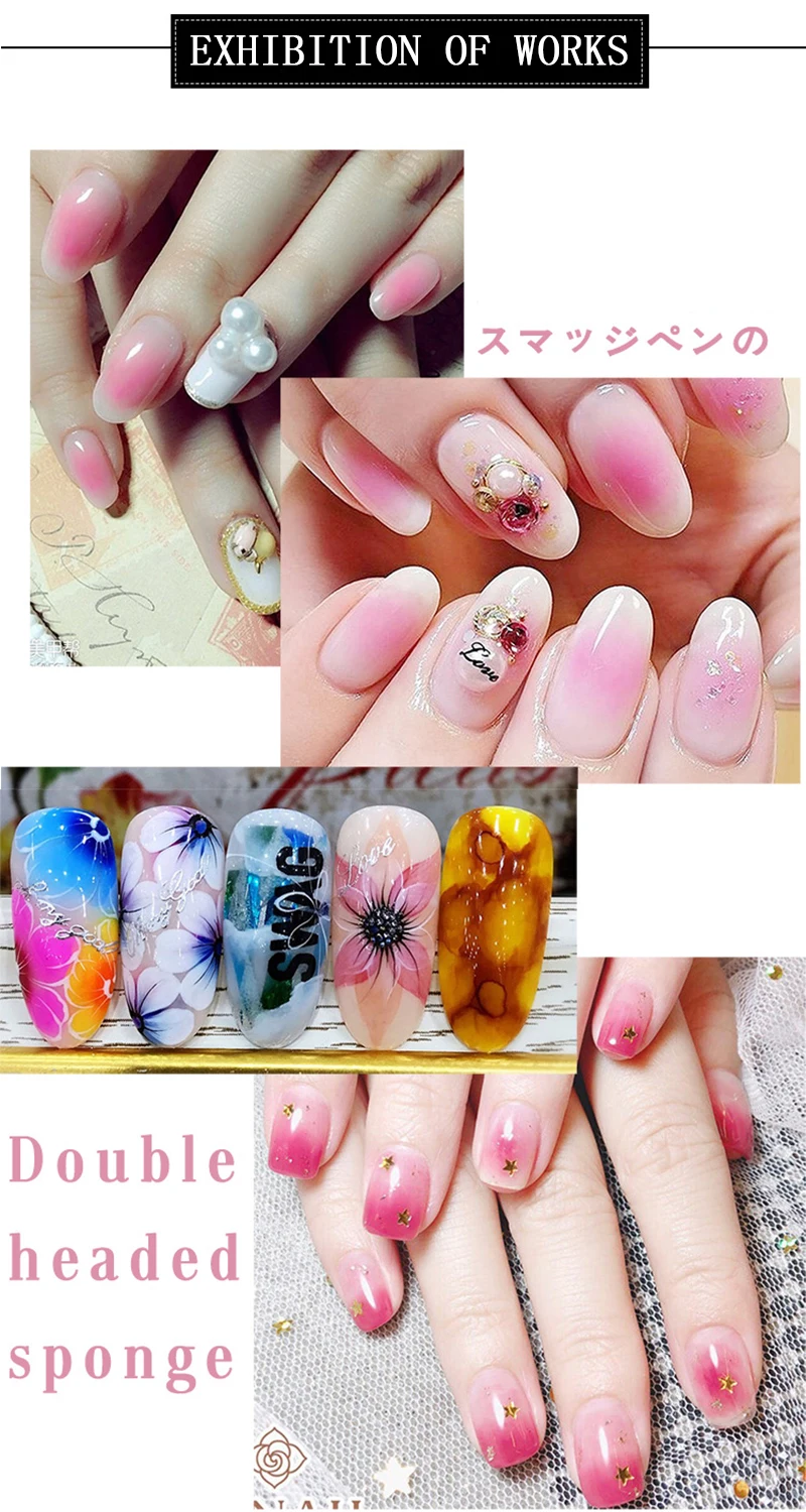 1pcs Polish Color Gradient Nail Brush Pen Dual Sponge Heads Sharp Round Glitter Nail Blooming Pen nail art nail dotting tool
