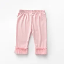 Летние детские брюки в Корейском стиле для маленьких девочек милые однотонные штаны-капри из вискозы леггинсы средней посадки детские штаны