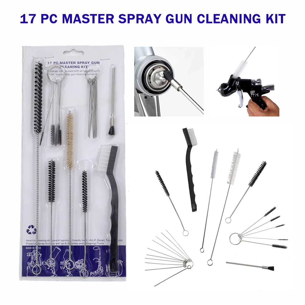 21Pieces of spray gun cleaning kits brushes stainless steel needles air brushes auto hardware spray guns cleaning tools