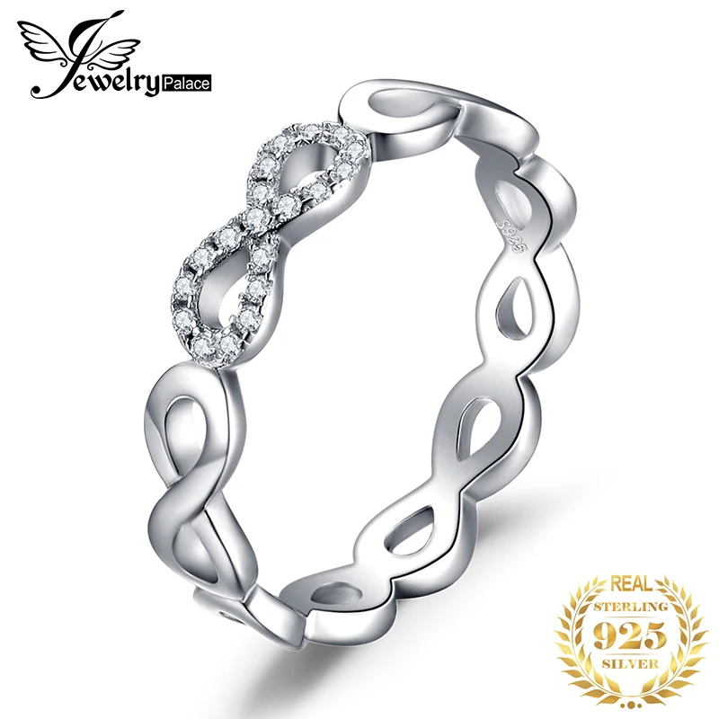 

JewelryPalace Infinity Forever Love Anniversary Simple Ring Fashion Finger Ring Pure 925 Sterling Silver Jewelry For Women Gift