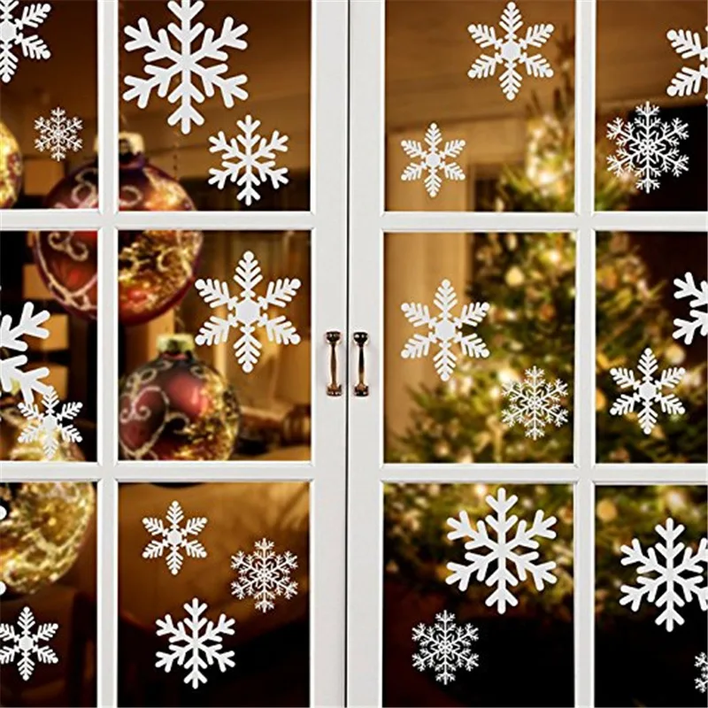 1Sheet White Snowflake Sticker Merry Christmas Showcase Window Sticker Kids Room Wall Stickers Home New Year Party Decoration