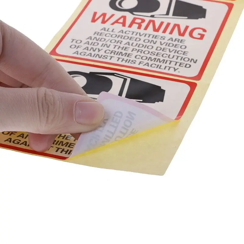 

8PCS Warning Stickers SECURITY CAMERA IN USE Self-adhensive Safety Label Signs Decal